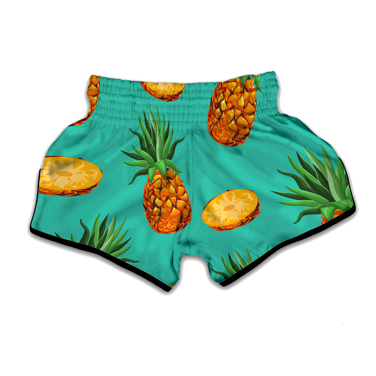 Pastel Turquoise Pineapple Pattern Print Muay Thai Boxing Shorts