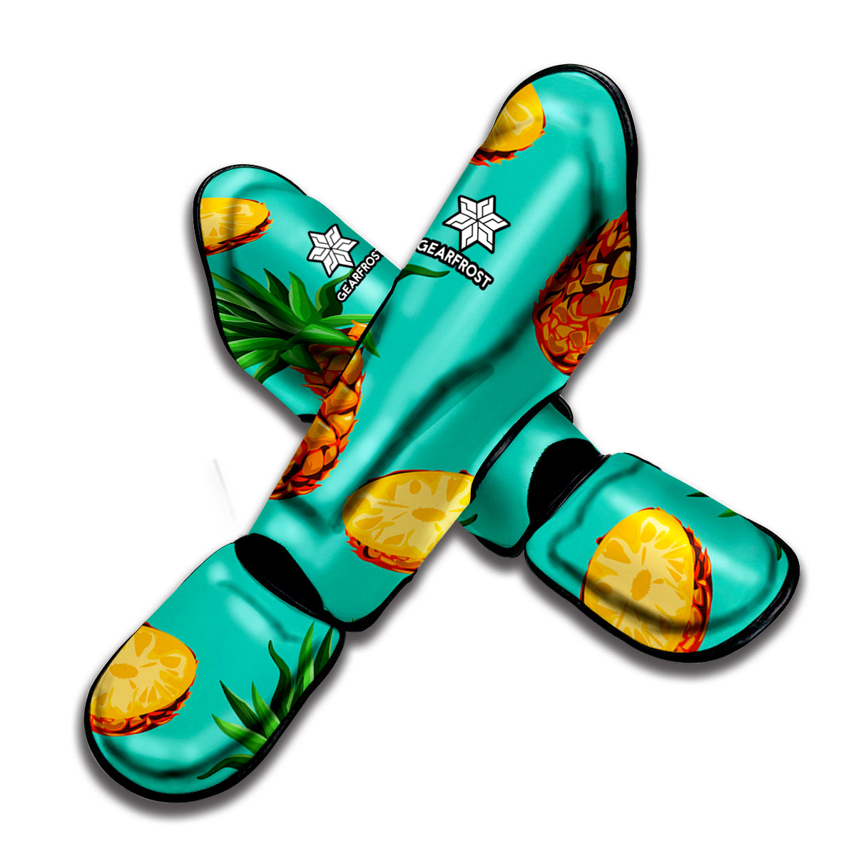 Pastel Turquoise Pineapple Pattern Print Muay Thai Shin Guard