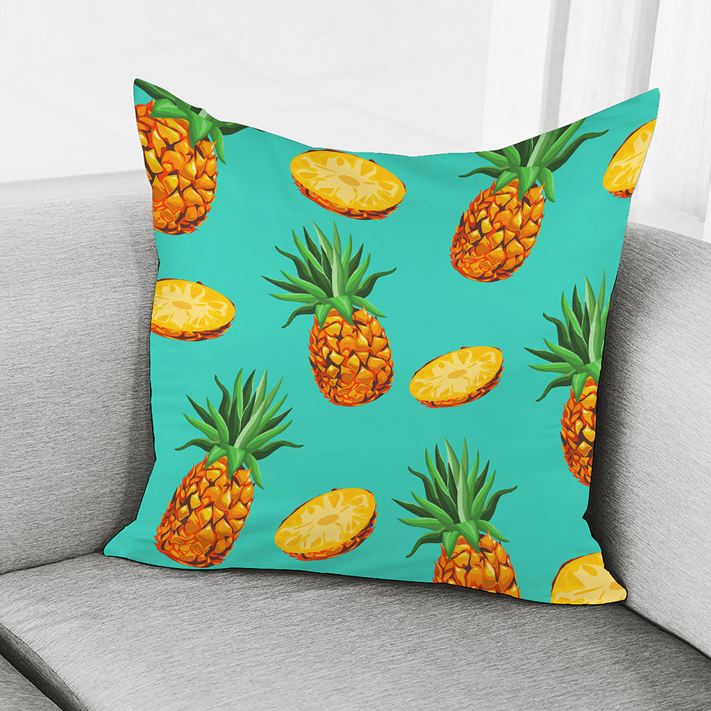 Pastel Turquoise Pineapple Pattern Print Pillow Cover