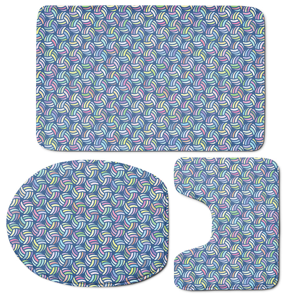Pastel Volleyball Pattern Print 3 Piece Bath Mat Set