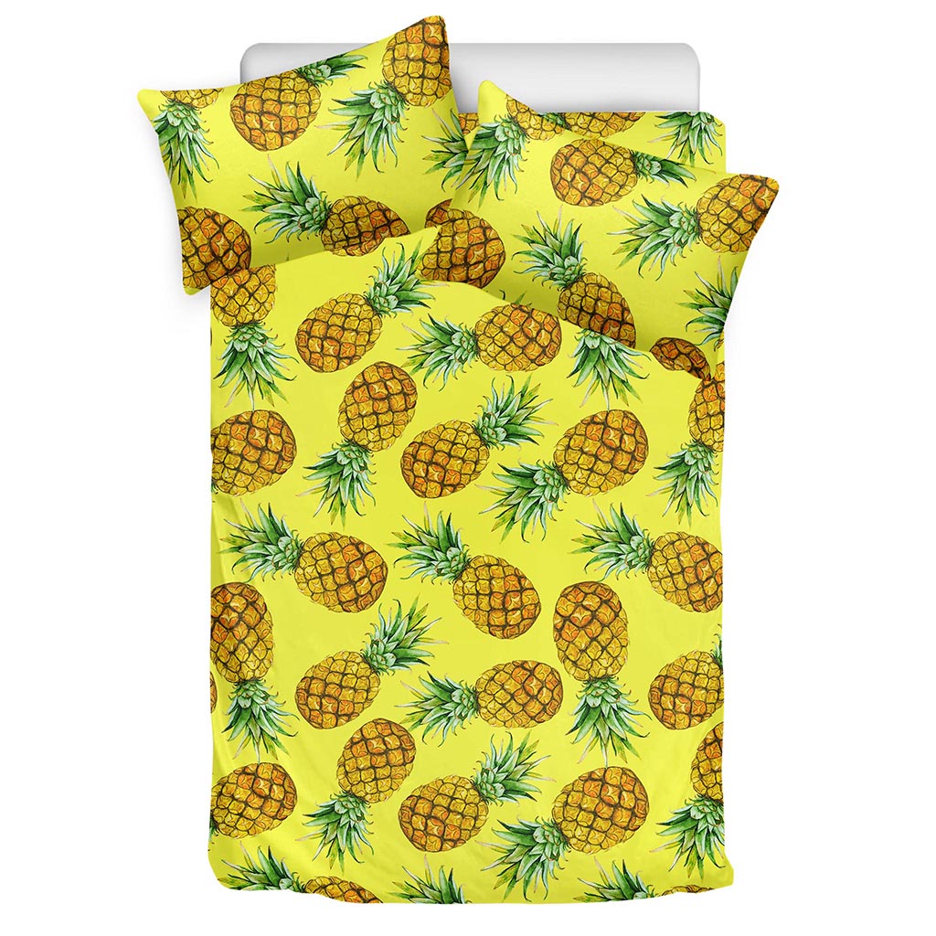 Pastel Yellow Pineapple Pattern Print Duvet Cover Bedding Set