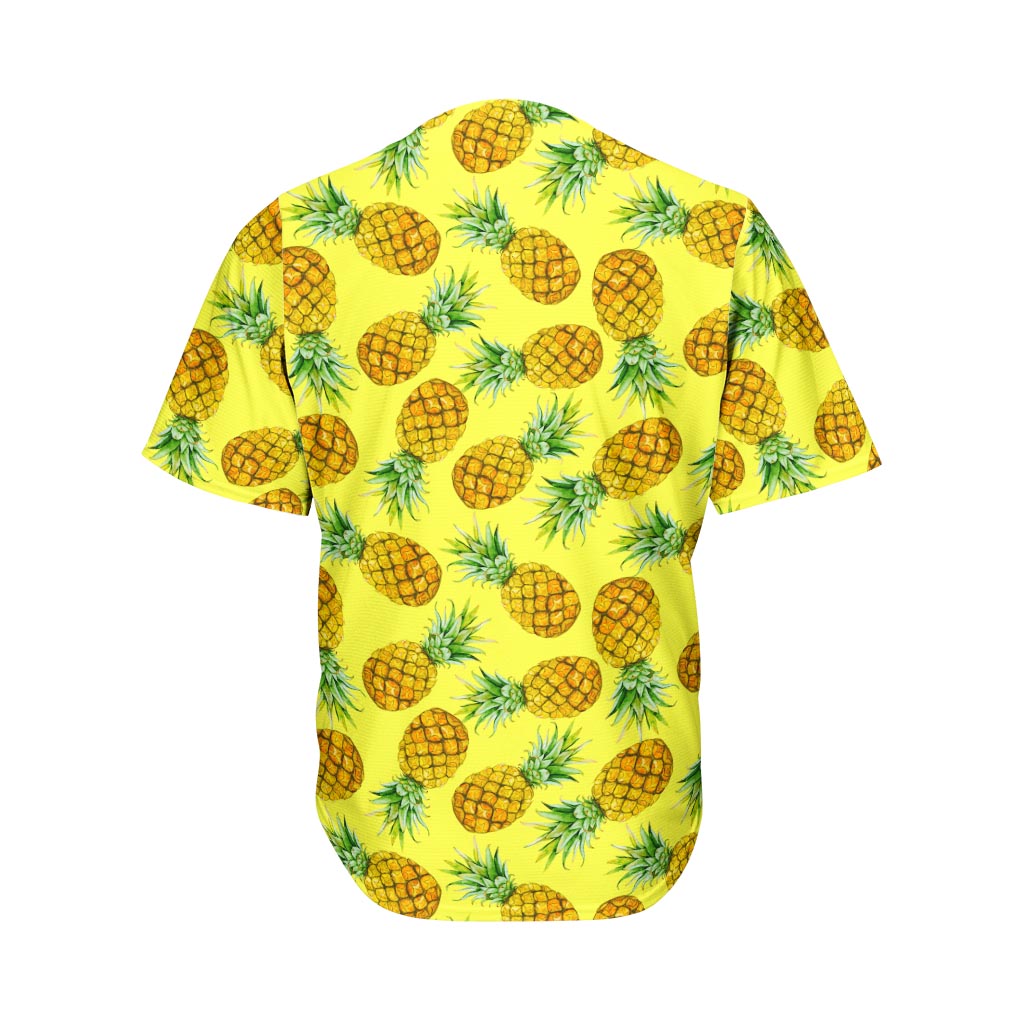 Pastel Yellow Pineapple Pattern Print Men's Baseball Jersey