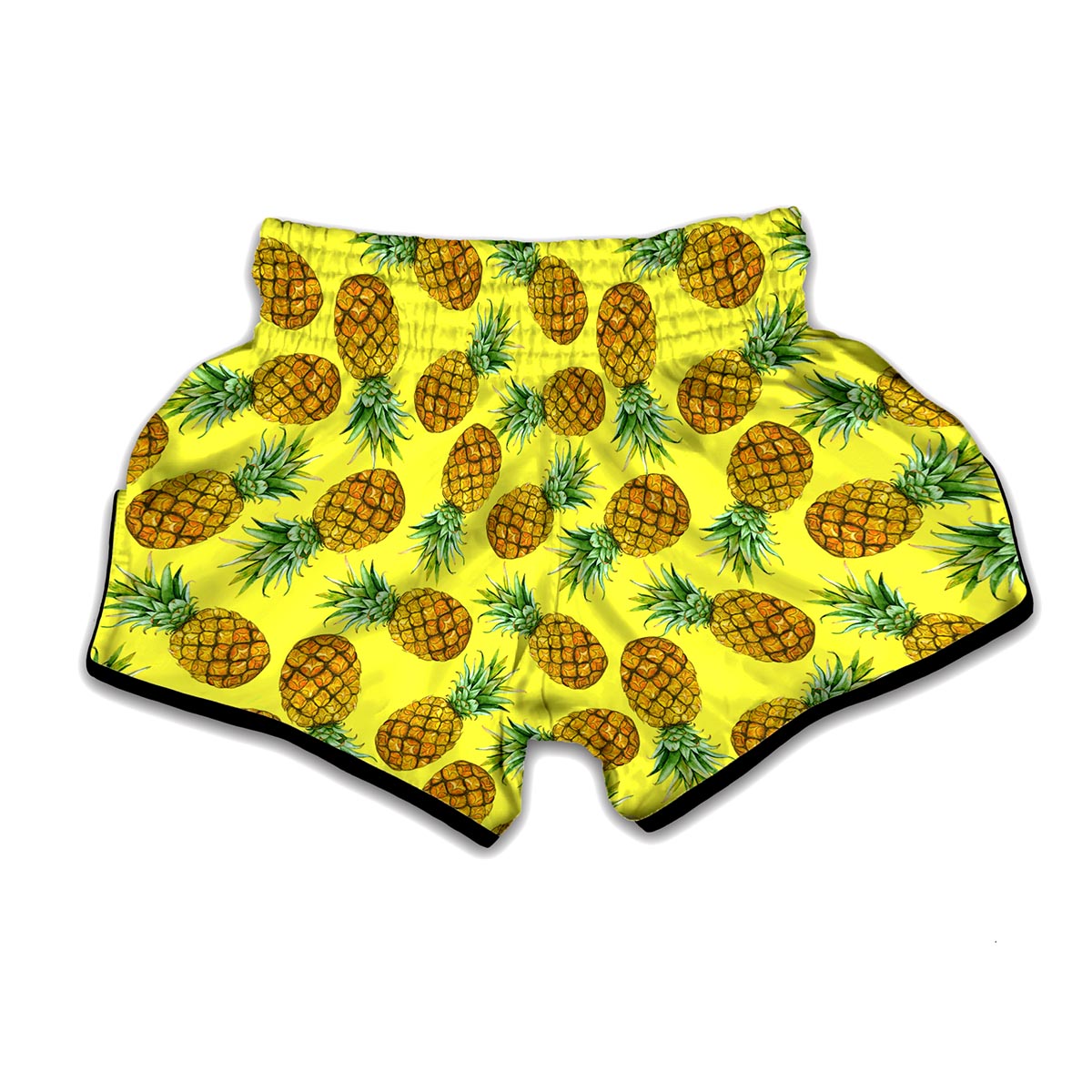 Pastel Yellow Pineapple Pattern Print Muay Thai Boxing Shorts
