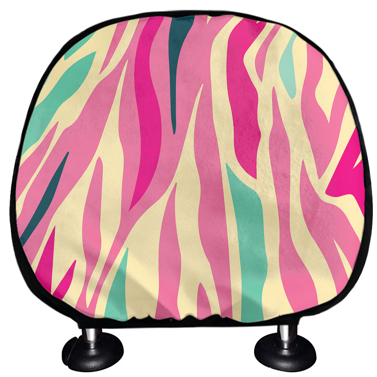 Pastel Zebra Pattern Print Car Headrest Covers
