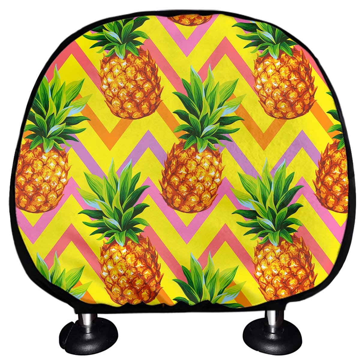 Pastel Zig Zag Pineapple Pattern Print Car Headrest Covers