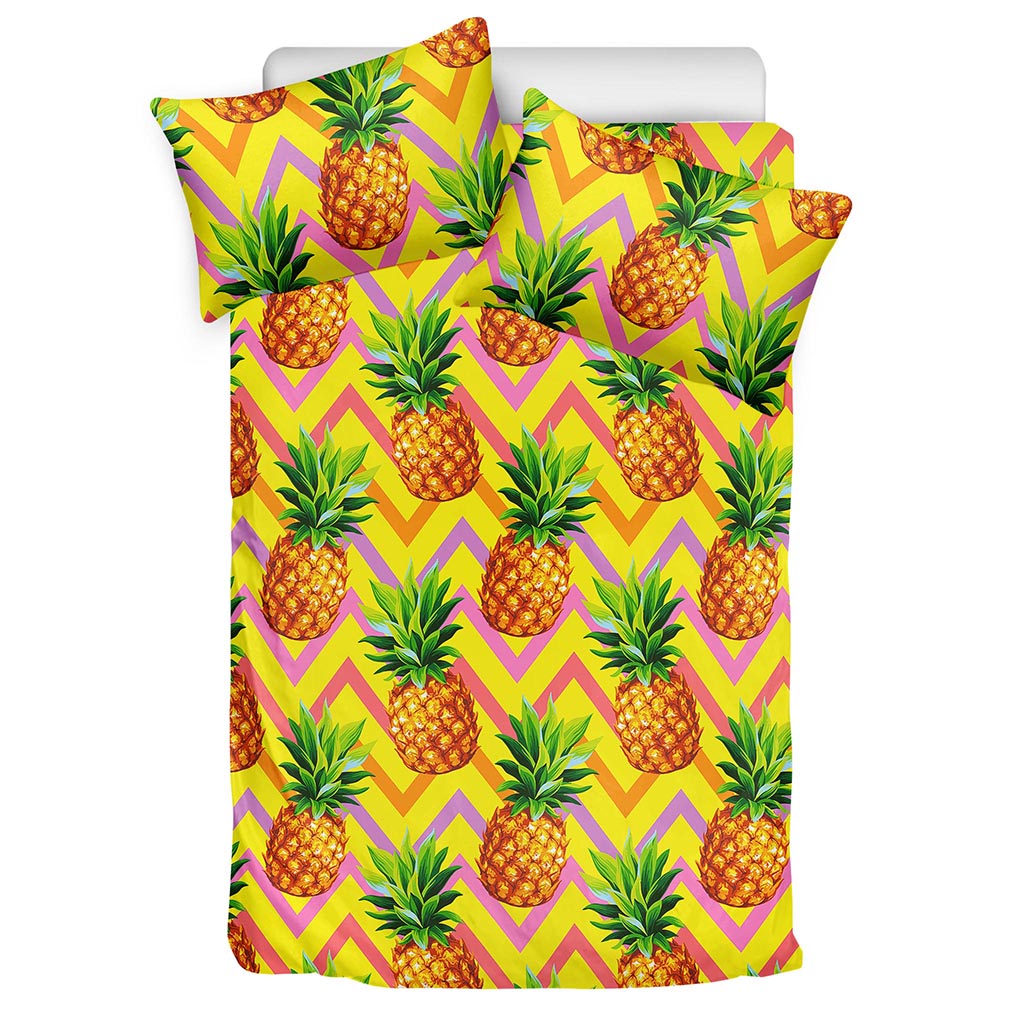 Pastel Zig Zag Pineapple Pattern Print Duvet Cover Bedding Set