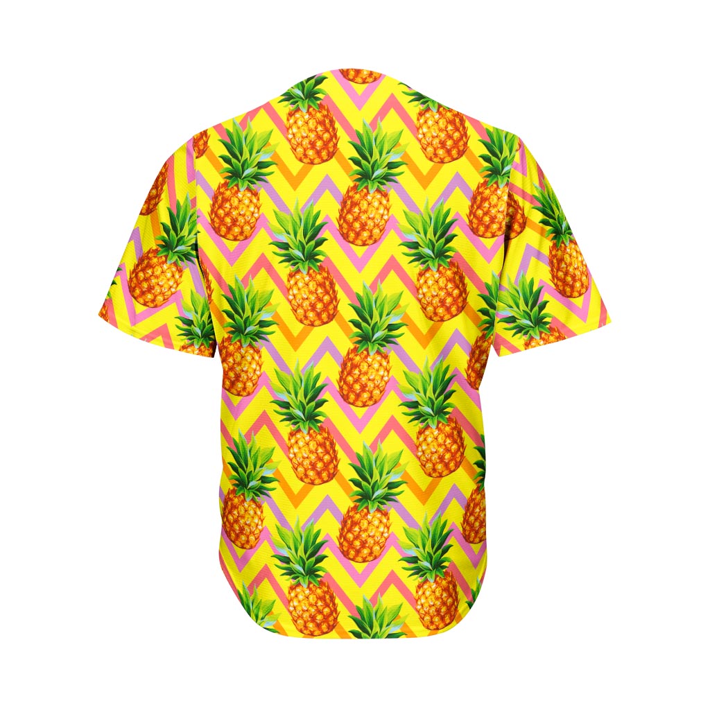 Pastel Zig Zag Pineapple Pattern Print Men's Baseball Jersey