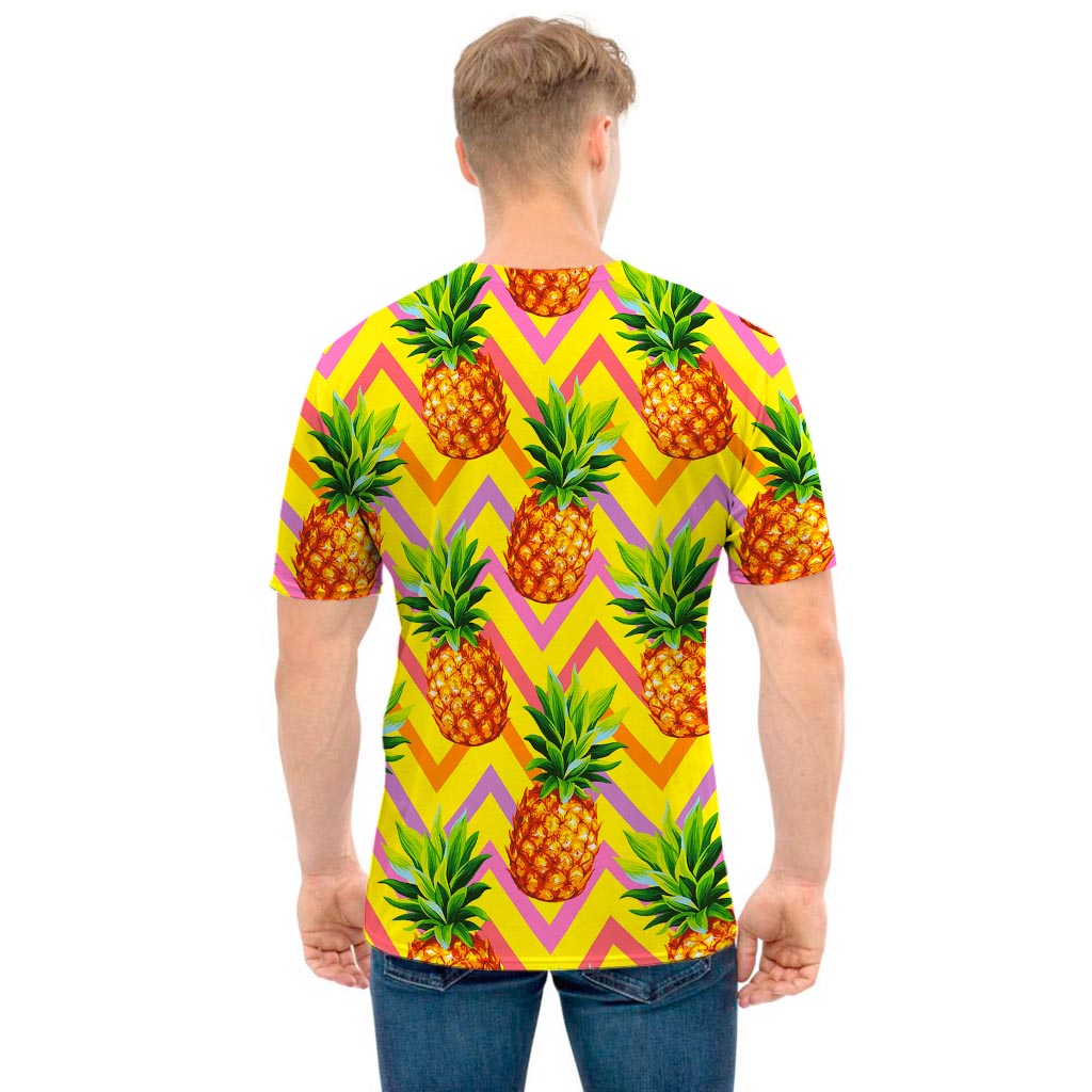 Pastel Zig Zag Pineapple Pattern Print Men's T-Shirt