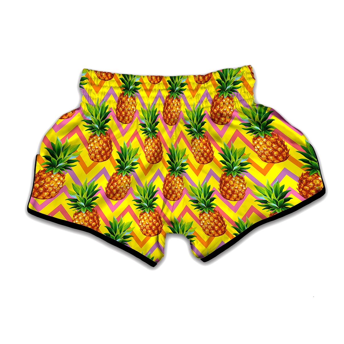 Pastel Zig Zag Pineapple Pattern Print Muay Thai Boxing Shorts