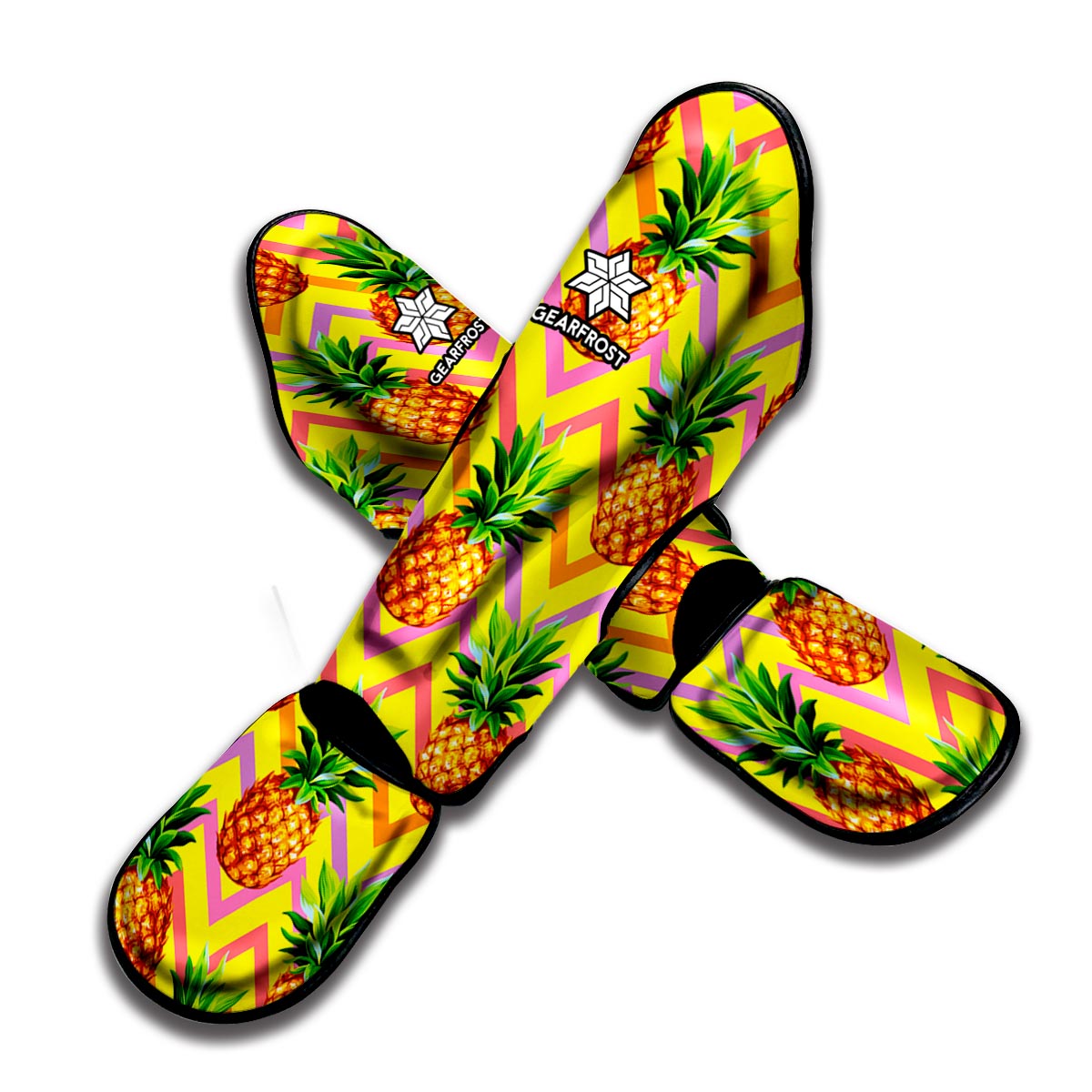Pastel Zig Zag Pineapple Pattern Print Muay Thai Shin Guard