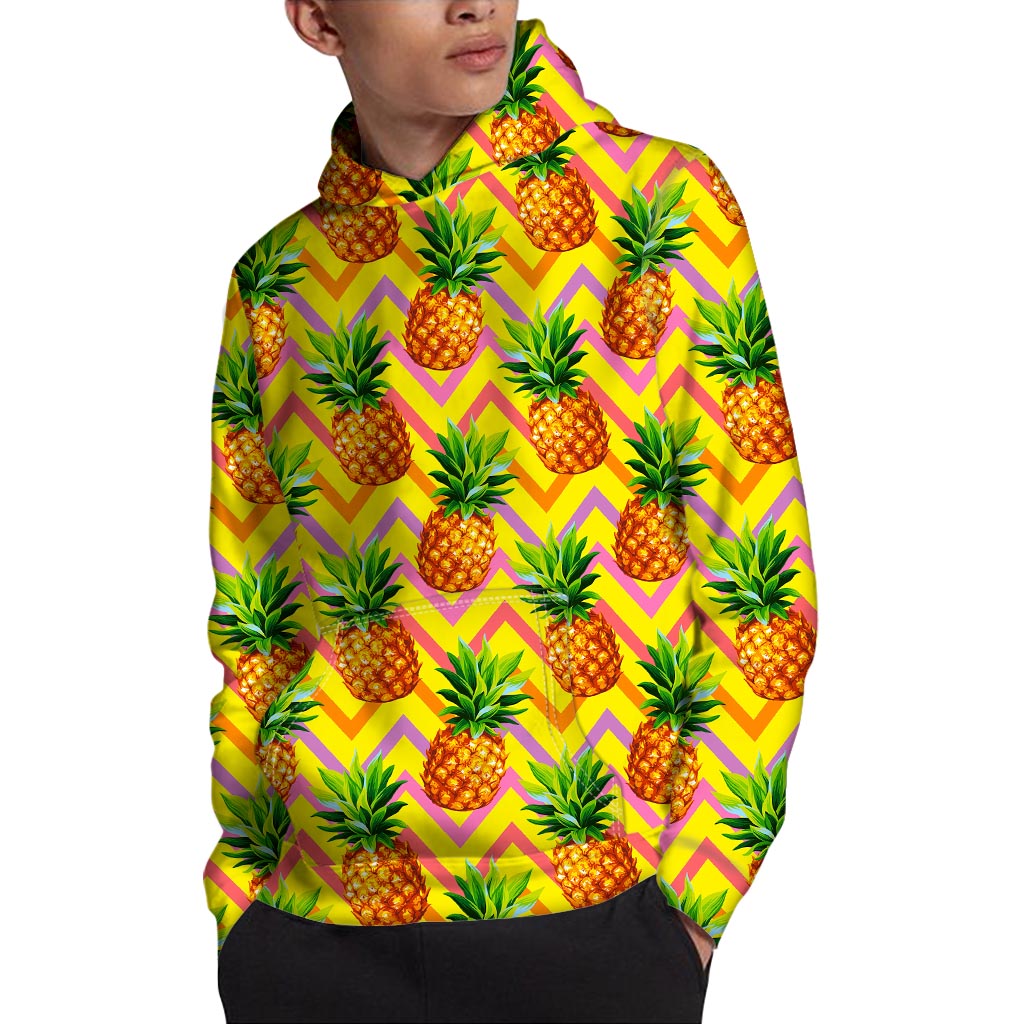 Pastel Zig Zag Pineapple Pattern Print Pullover Hoodie
