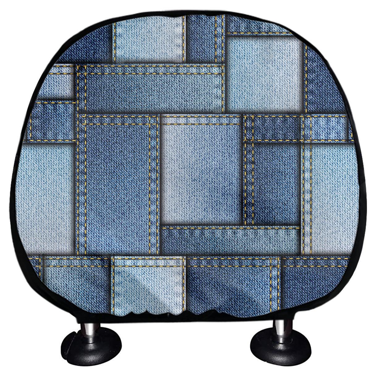 Patchwork Denim Jeans Pattern Print Car Headrest Covers