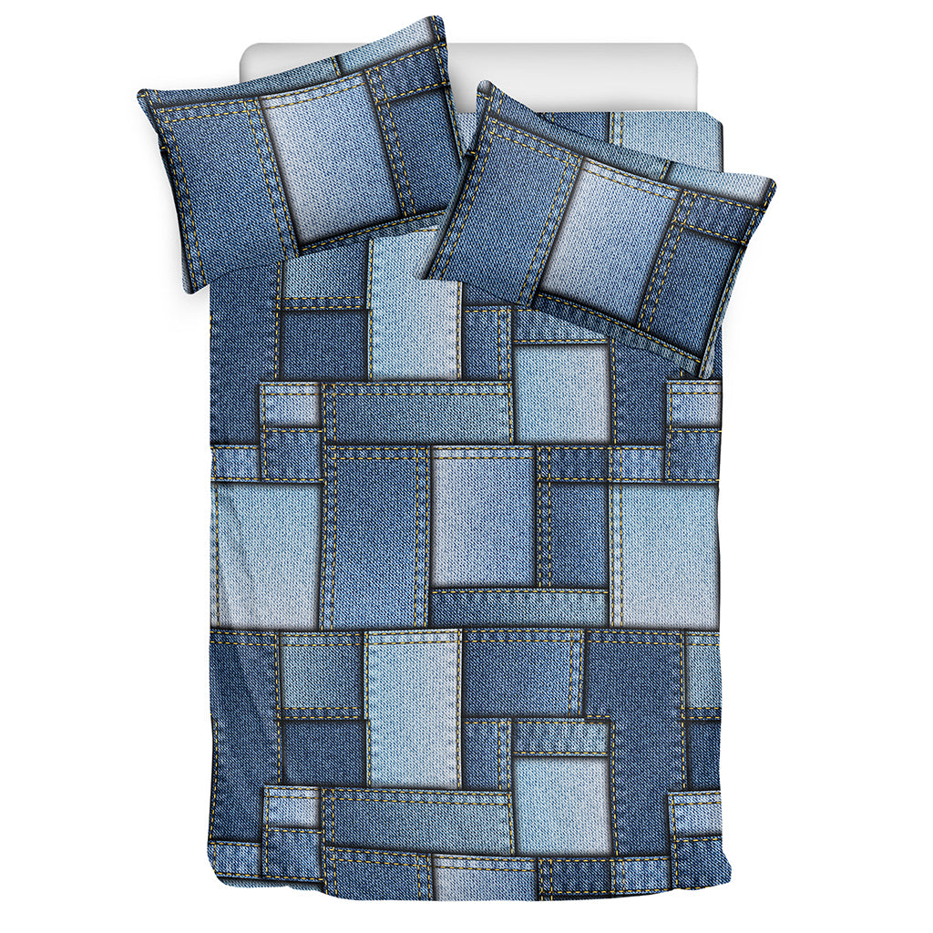 Patchwork Denim Jeans Pattern Print Duvet Cover Bedding Set