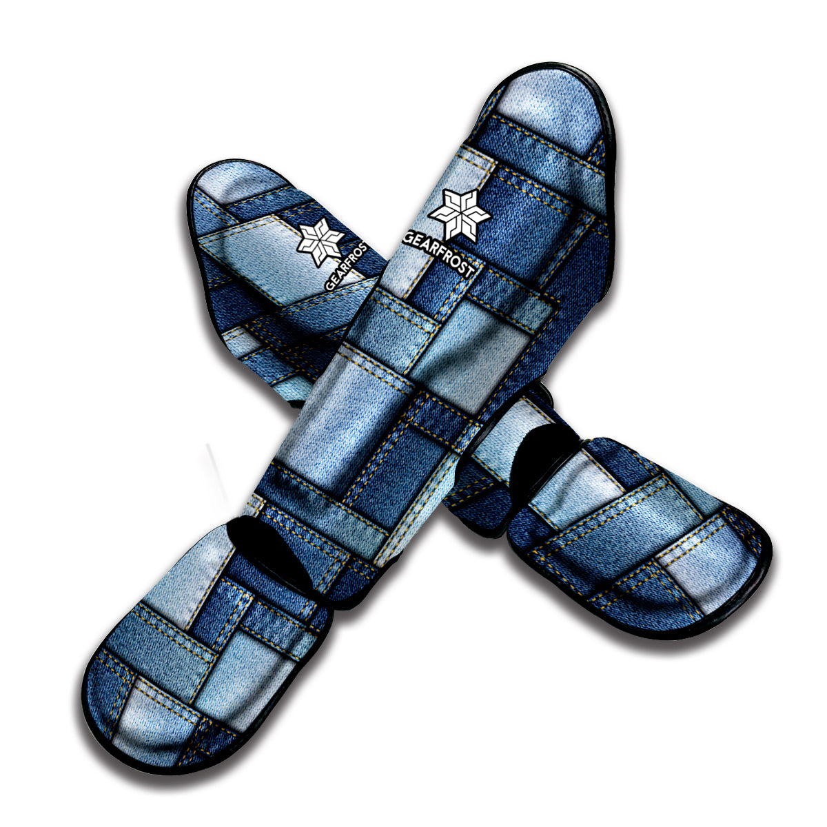 Patchwork Denim Jeans Pattern Print Muay Thai Shin Guard