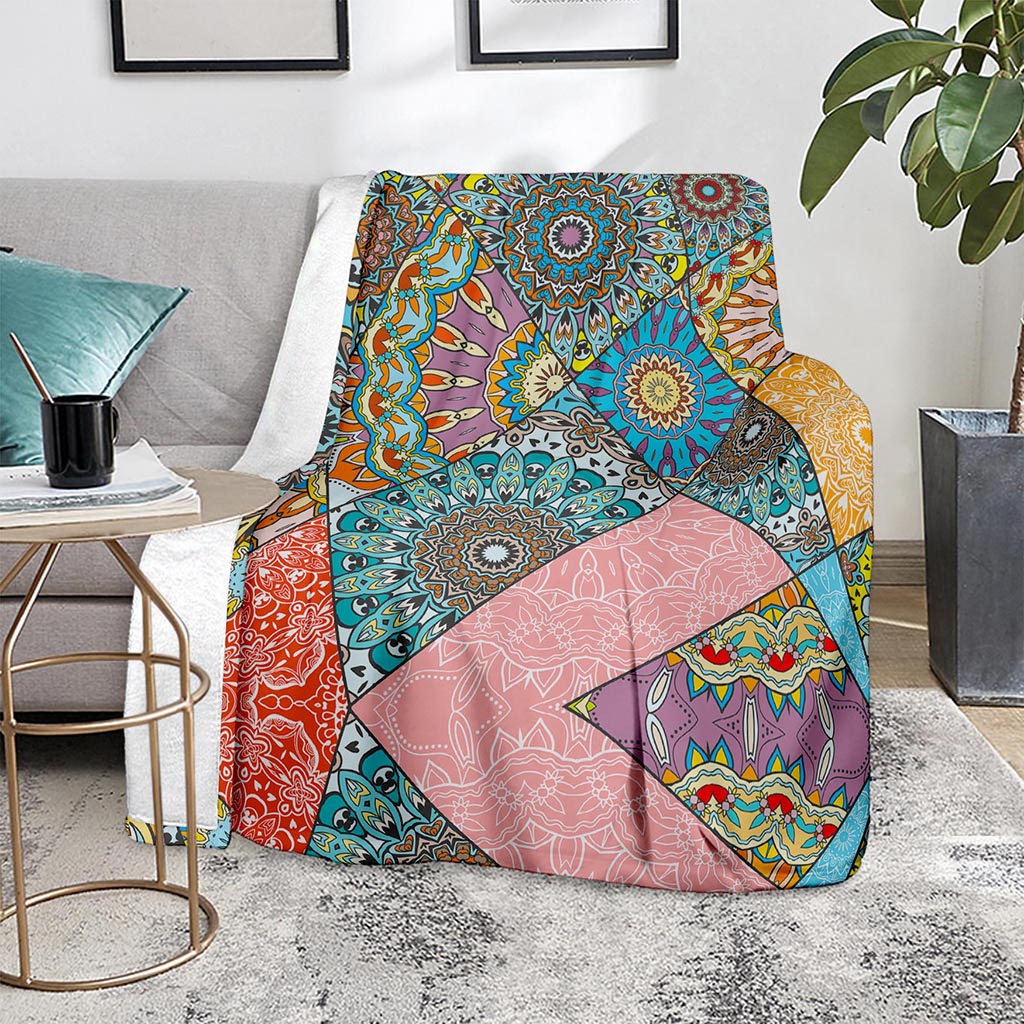 Patchwork Mandala Bohemian Pattern Print Blanket