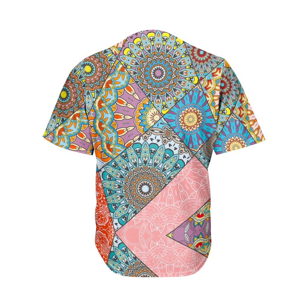 Patchwork Mandala Bohemian Pattern Print Men's Baseball Jersey