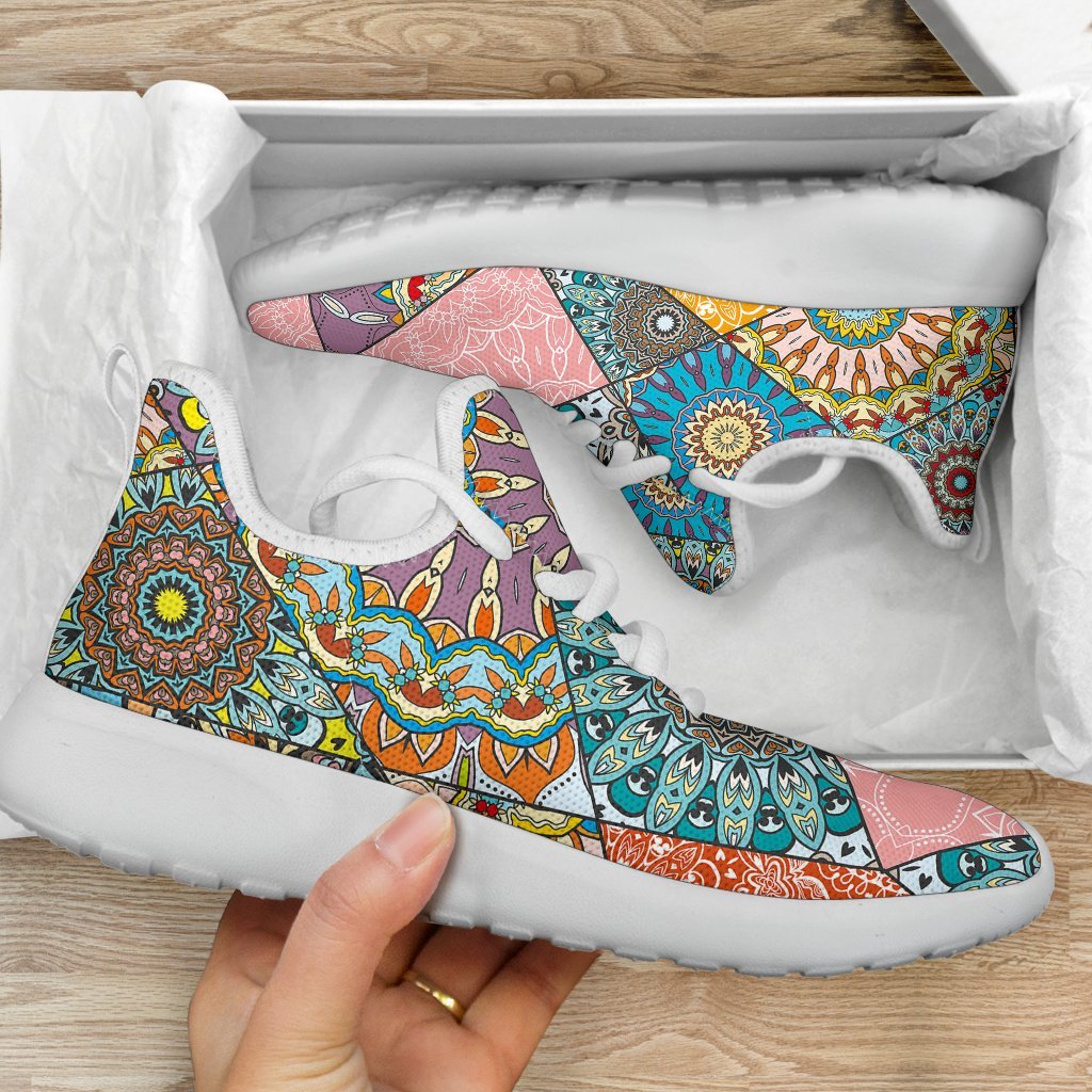 Patchwork Mandala Bohemian Pattern Print Mesh Knit Shoes GearFrost