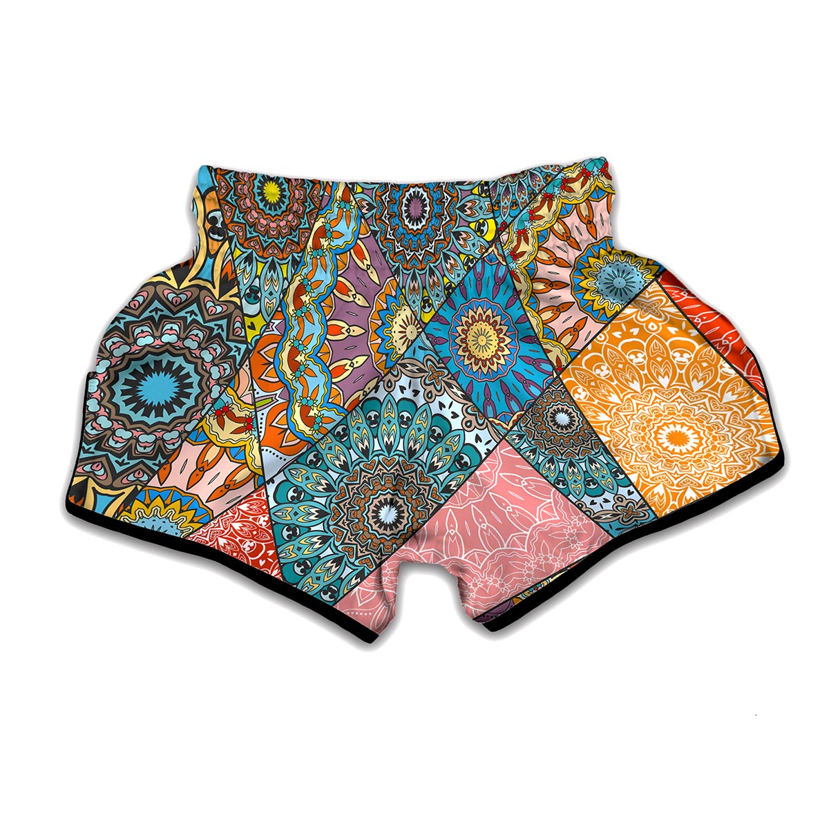 Patchwork Mandala Bohemian Pattern Print Muay Thai Boxing Shorts