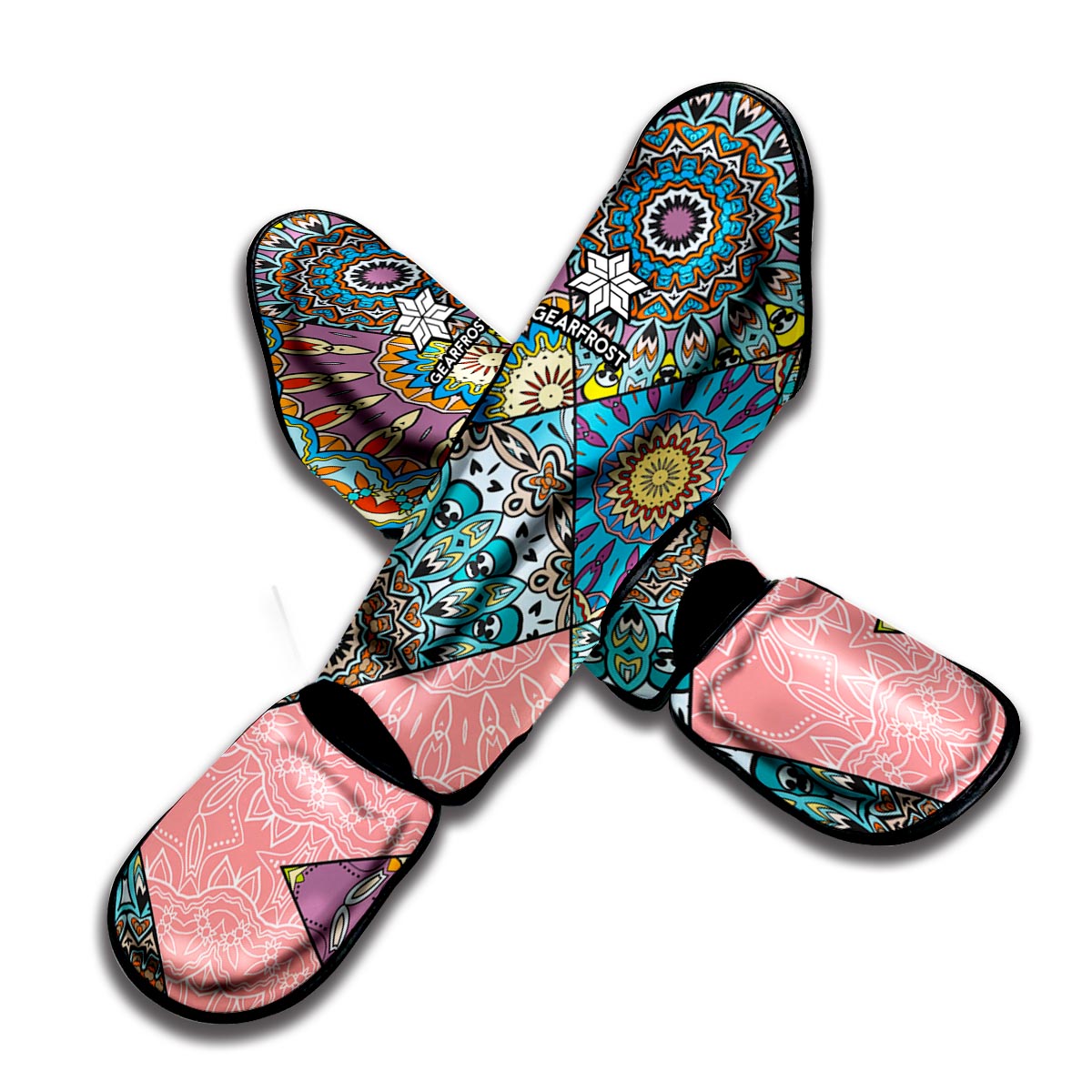 Patchwork Mandala Bohemian Pattern Print Muay Thai Shin Guard