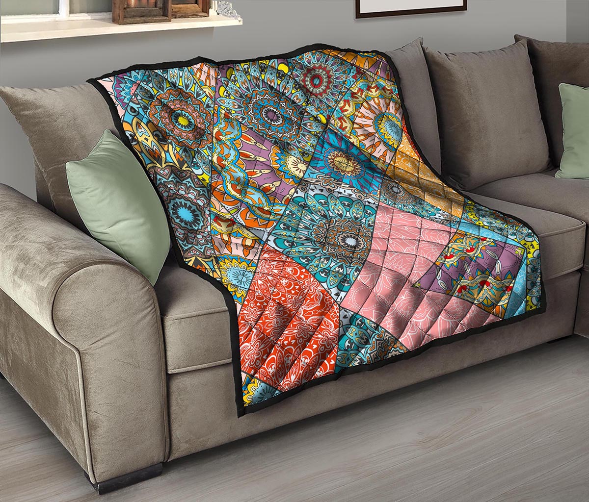 Patchwork Mandala Bohemian Pattern Print Quilt