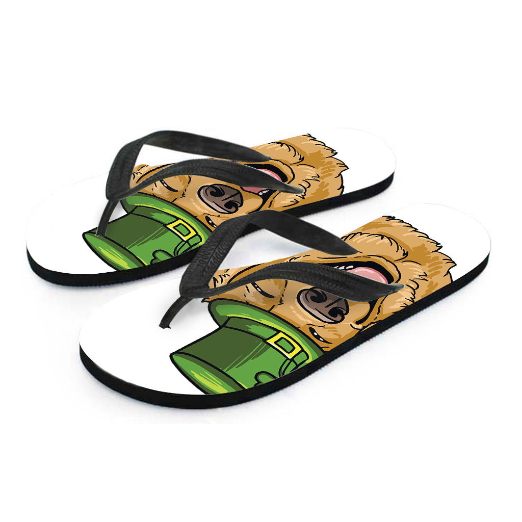 Patrick's Day Golden Retriever Print Flip Flops