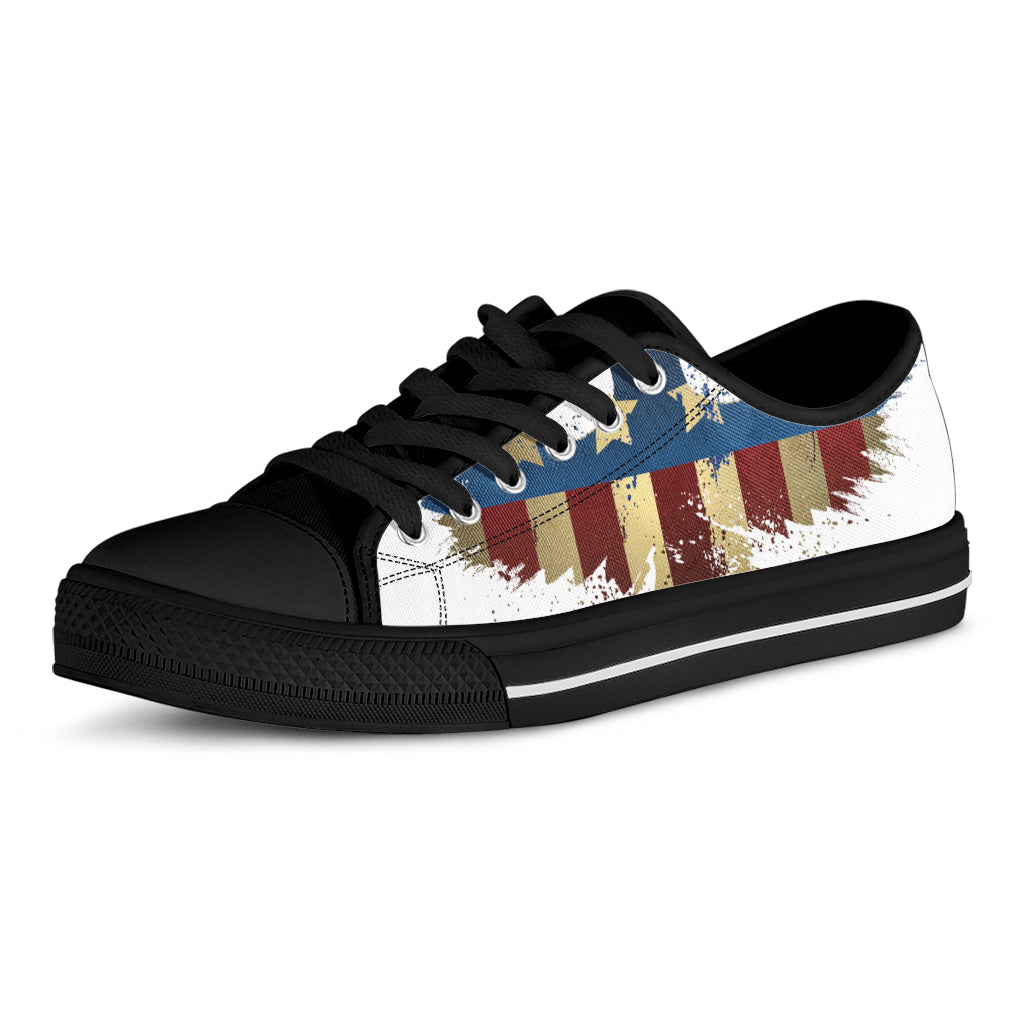 Patriotic American Eagle Print Black Low Top Shoes
