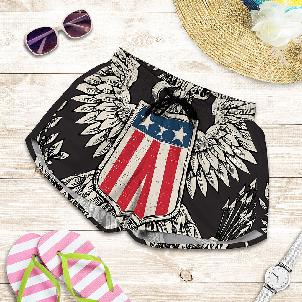 Patriotic USA Eagle Print Women's Shorts