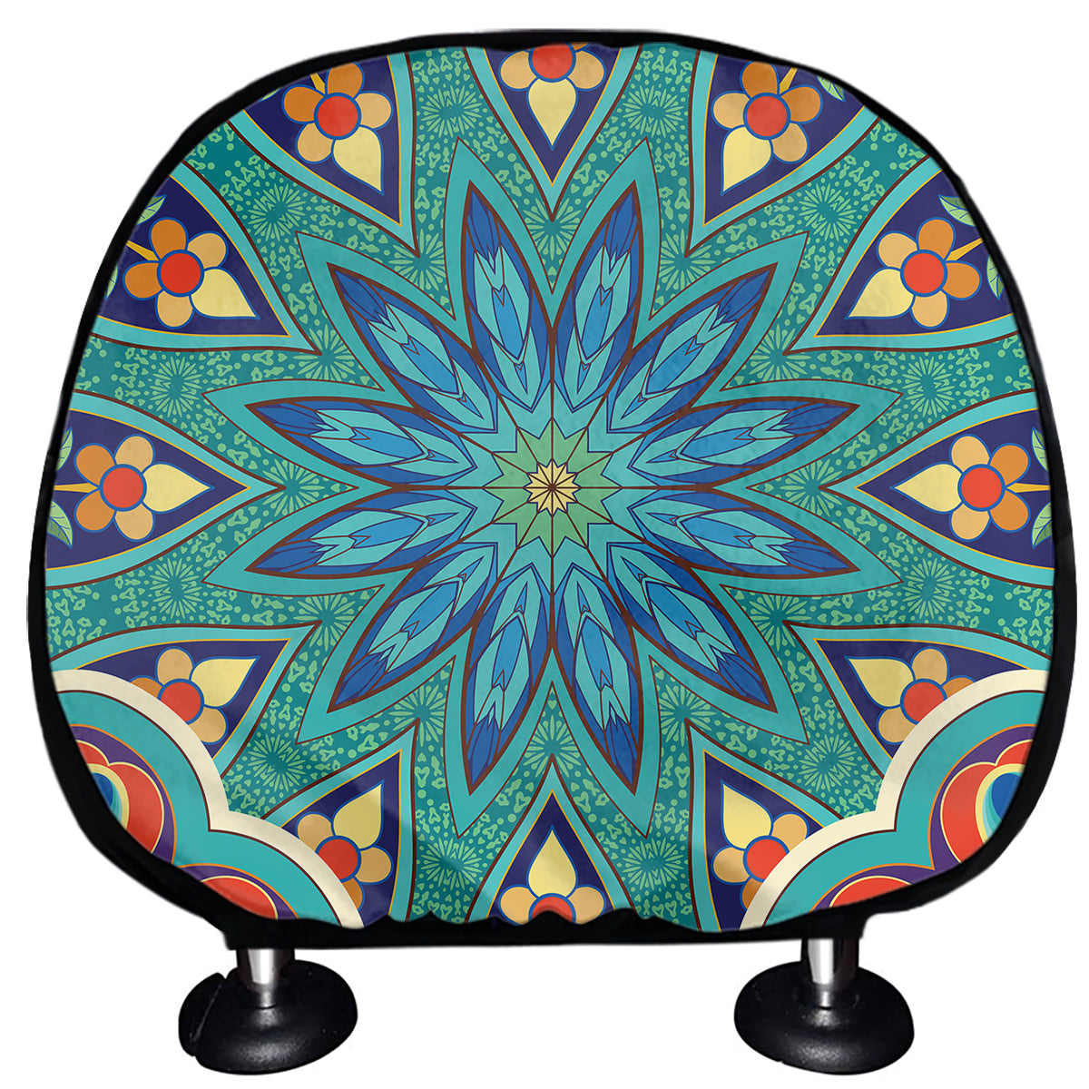 Peacock Feather Floral Pattern Print Car Headrest Covers