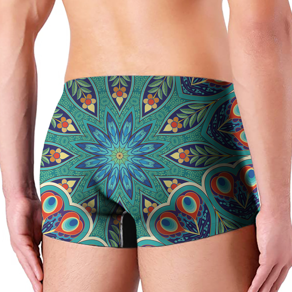 Peacock Feather Floral Pattern Print Men's Boxer Briefs