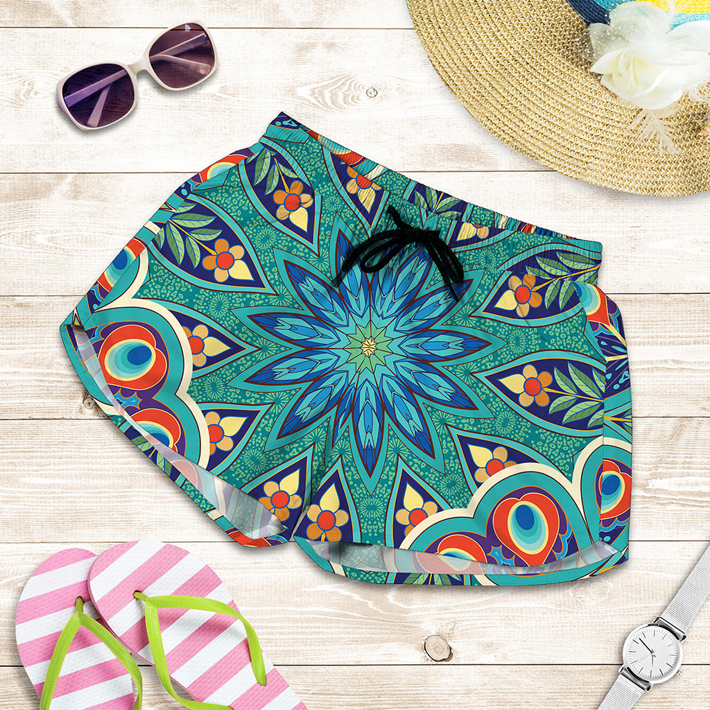 Peacock Feather Floral Pattern Print Women's Shorts