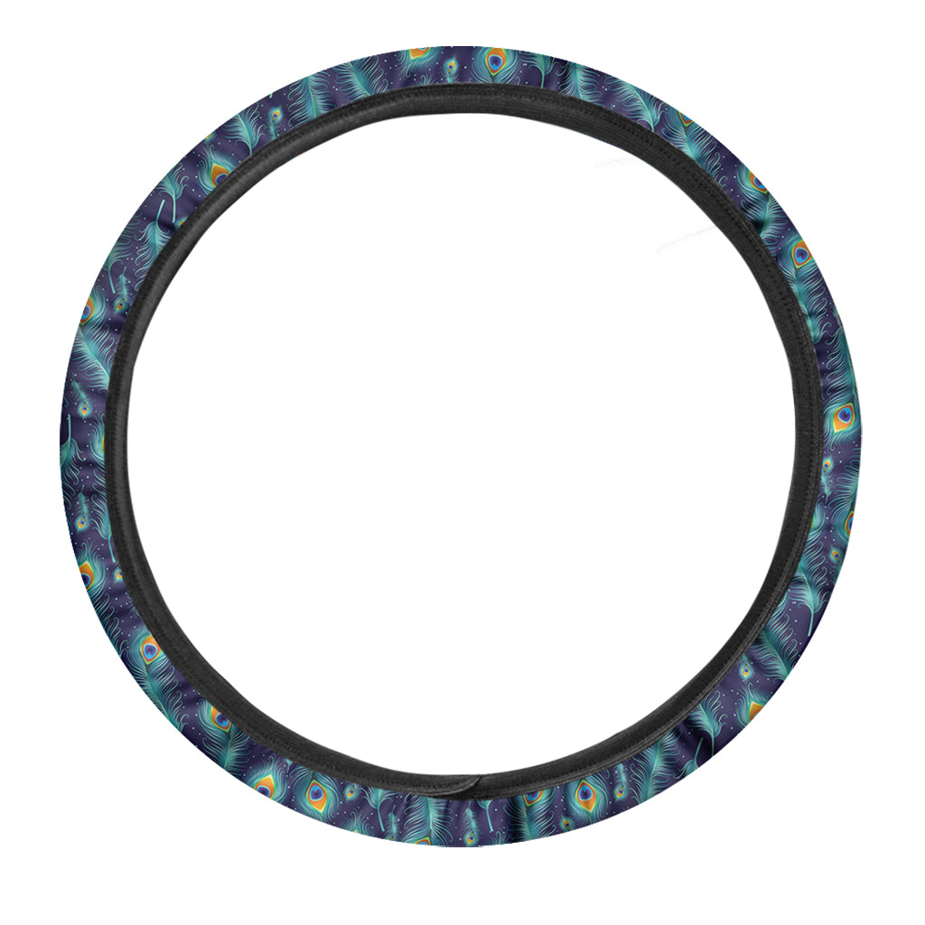 Peacock Feather Pattern Print Car Steering Wheel Cover