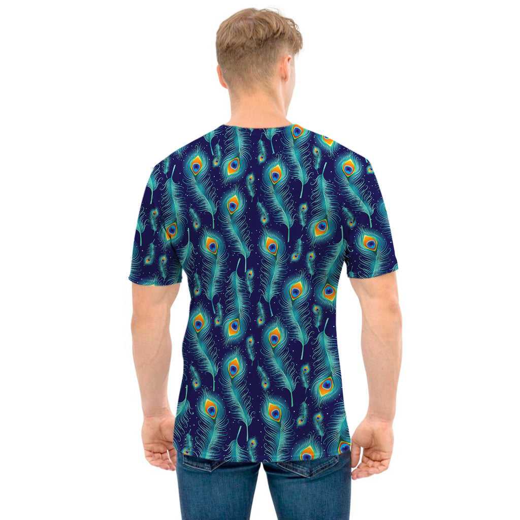 Peacock Feather Pattern Print Men's T-Shirt