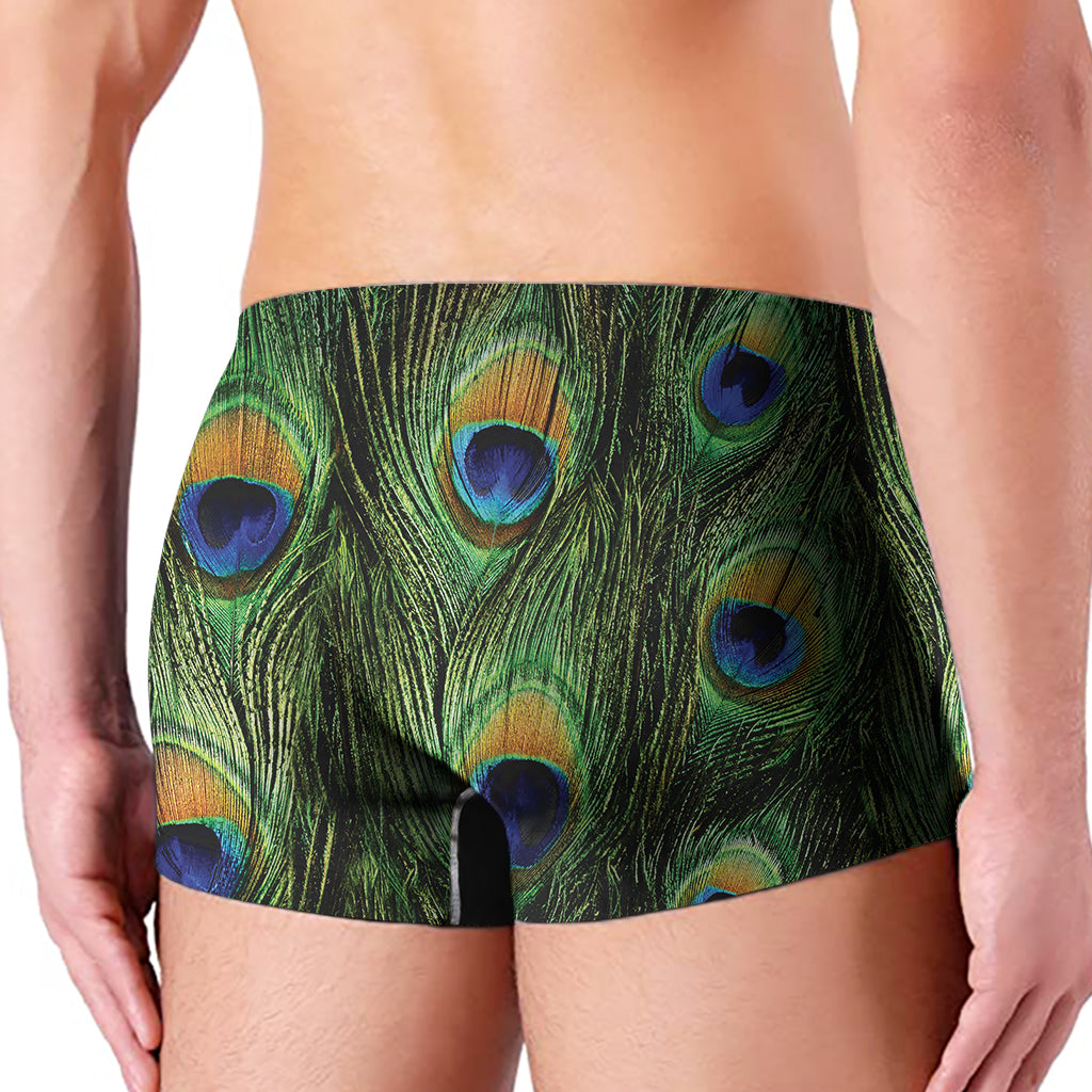 Peacock Tail Print Men's Boxer Briefs
