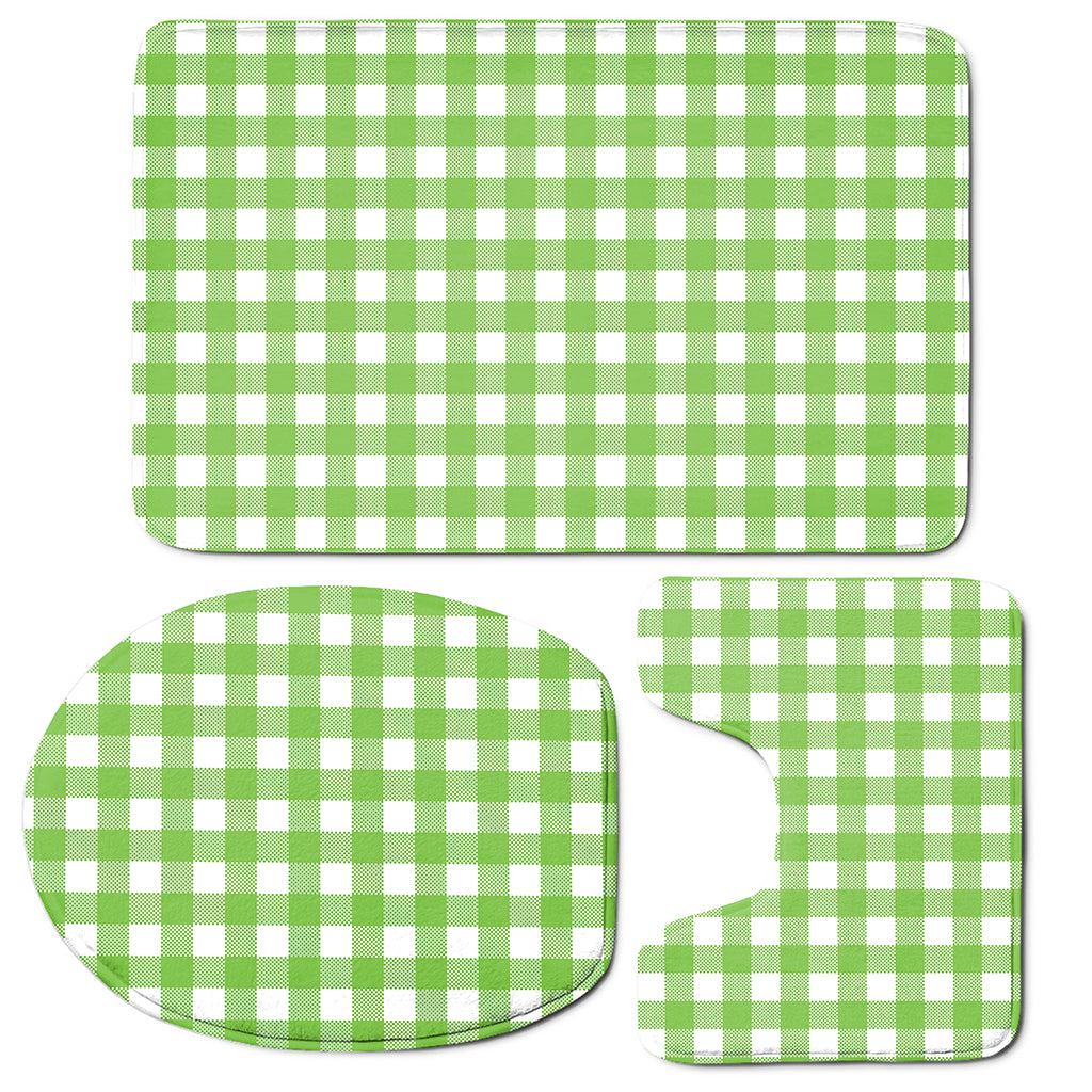 Pear Green And White Gingham Print 3 Piece Bath Mat Set