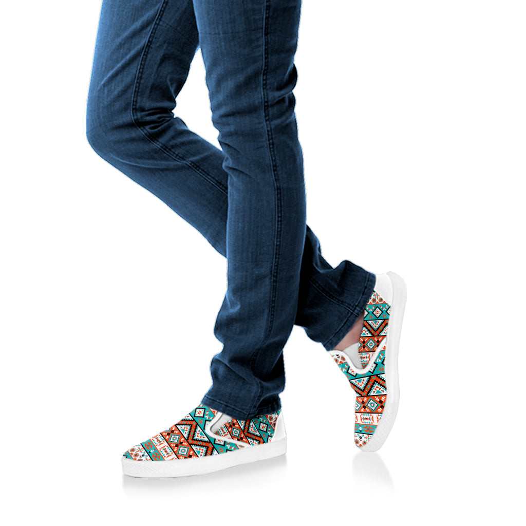 Pendleton Navajo Geometric Pattern Print White Slip On Shoes