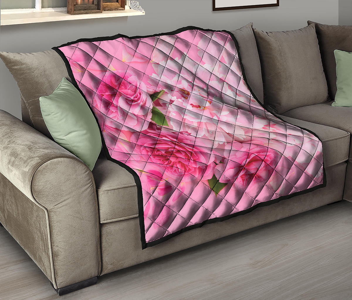 Peony And Rose Print Quilt