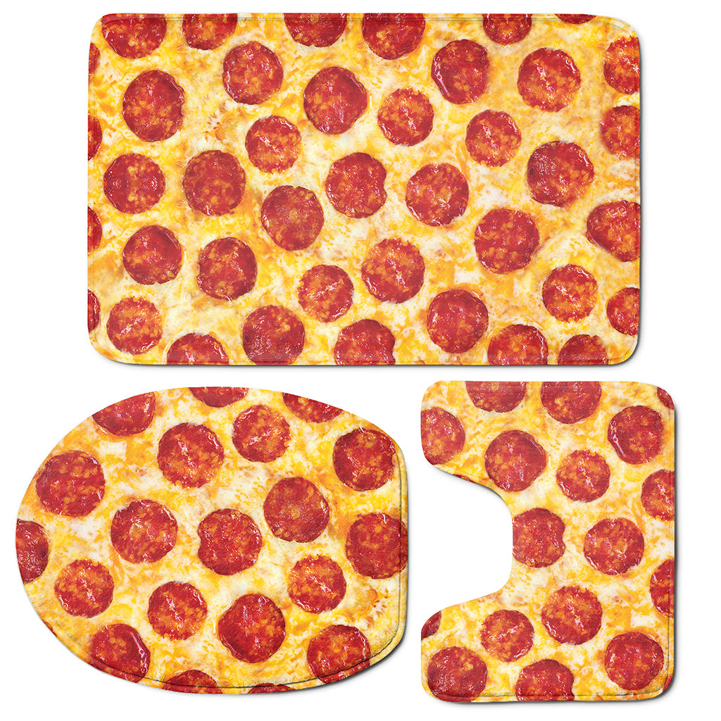 Pepperoni Pizza Print 3 Piece Bath Mat Set