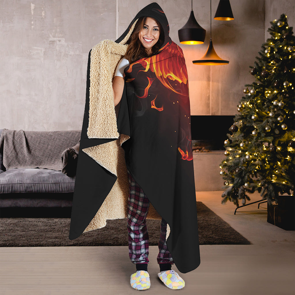 Phoenix Angel Print Hooded Blanket