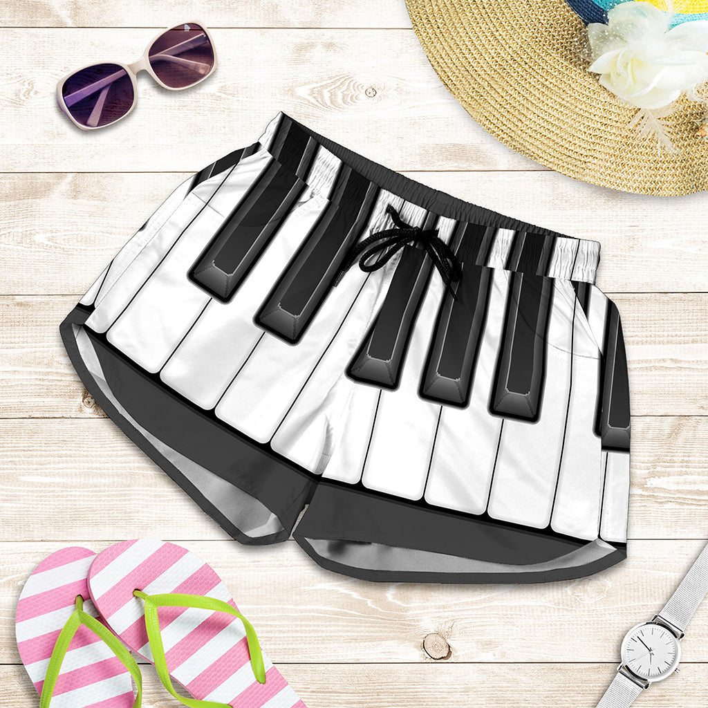 Piano Keyboard Print Women's Shorts