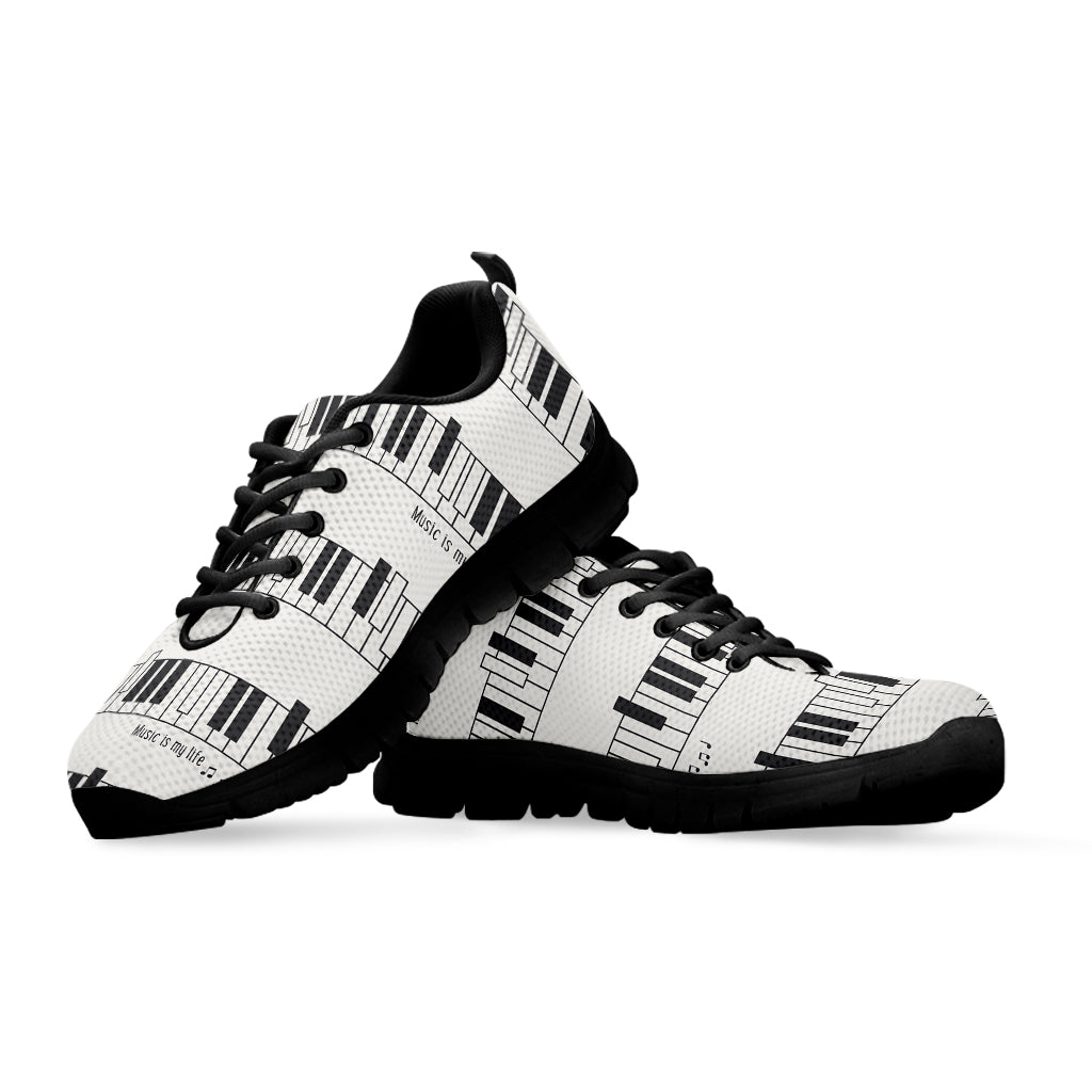 Piano Pattern Print Black Sneakers