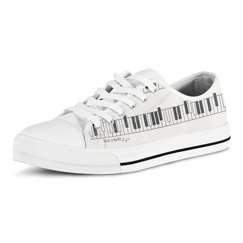 Piano Pattern Print White Low Top Shoes