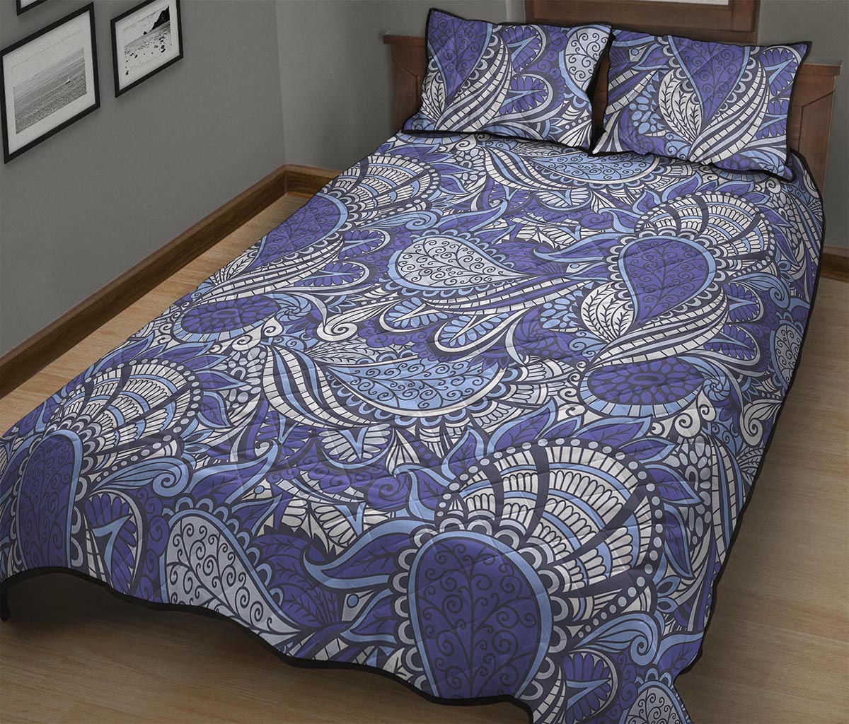 Pigeon Floral Bohemian Pattern Print Quilt Bed Set