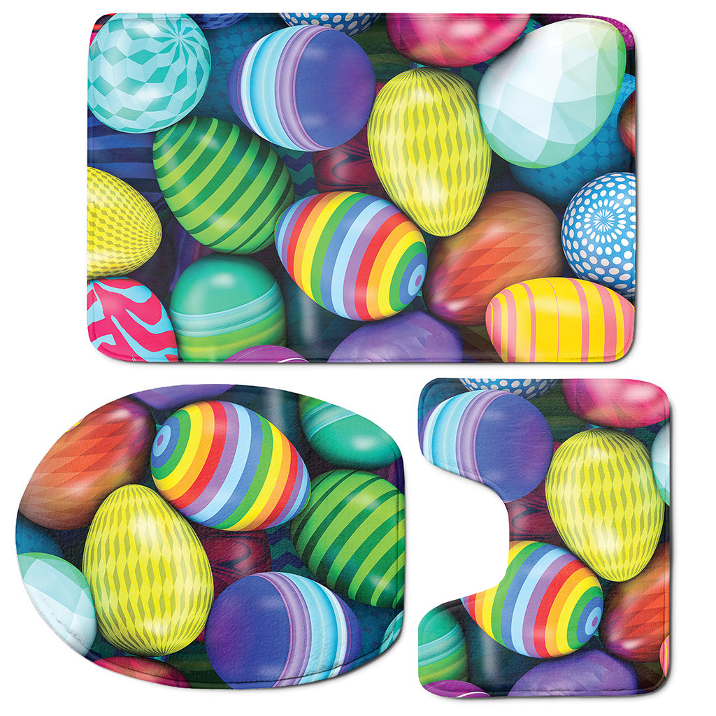 Pile Of Colorful Easter Eggs Print 3 Piece Bath Mat Set