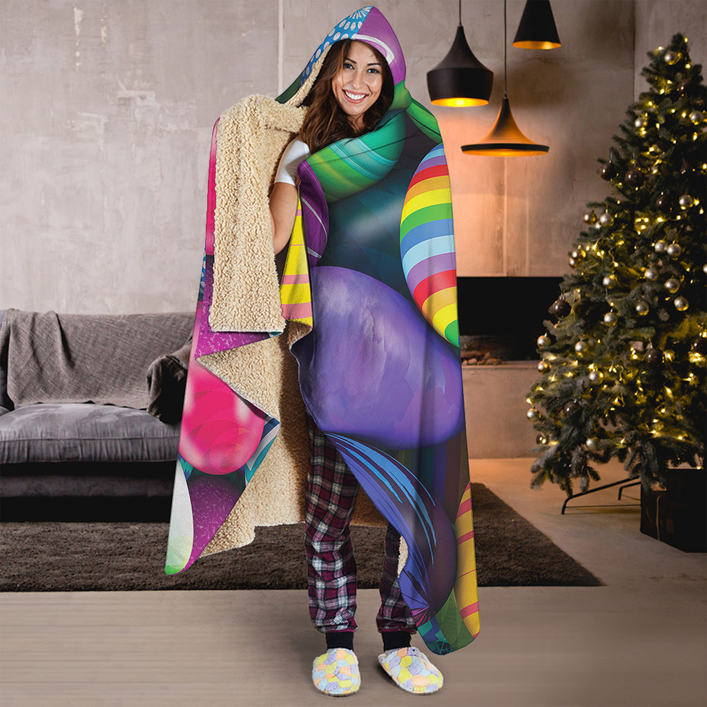 Pile Of Colorful Easter Eggs Print Hooded Blanket