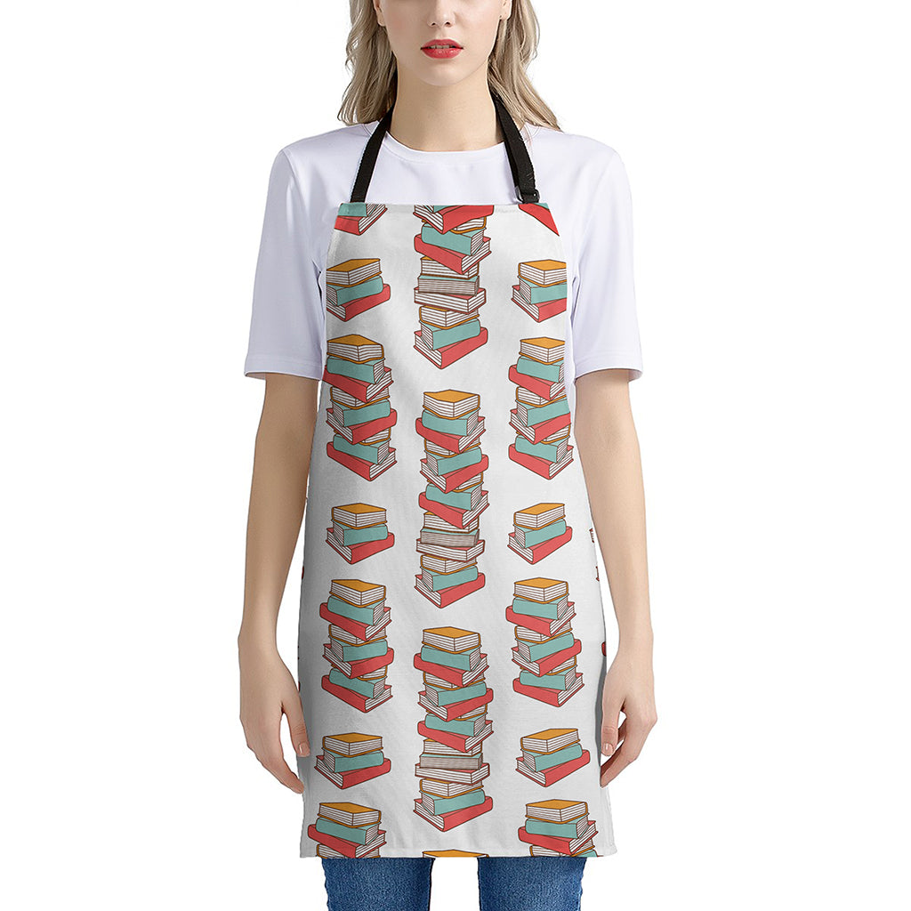 Pile Of Reading Books Pattern Print Apron