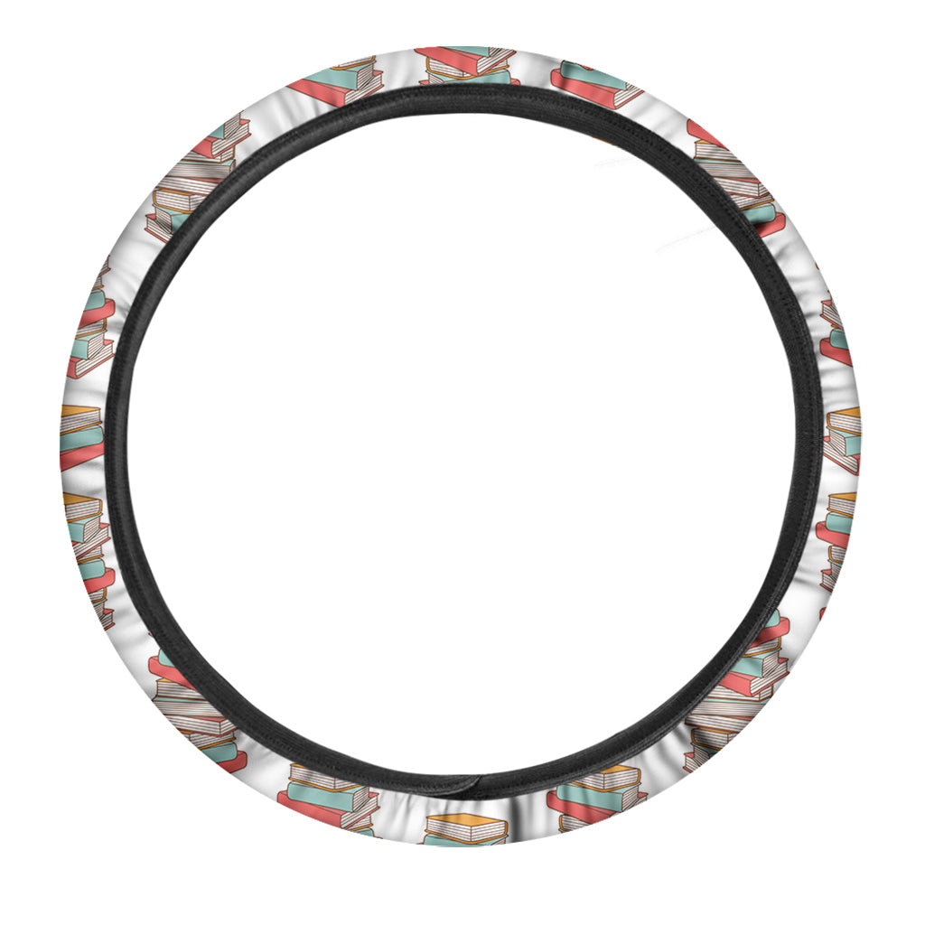 Pile Of Reading Books Pattern Print Car Steering Wheel Cover