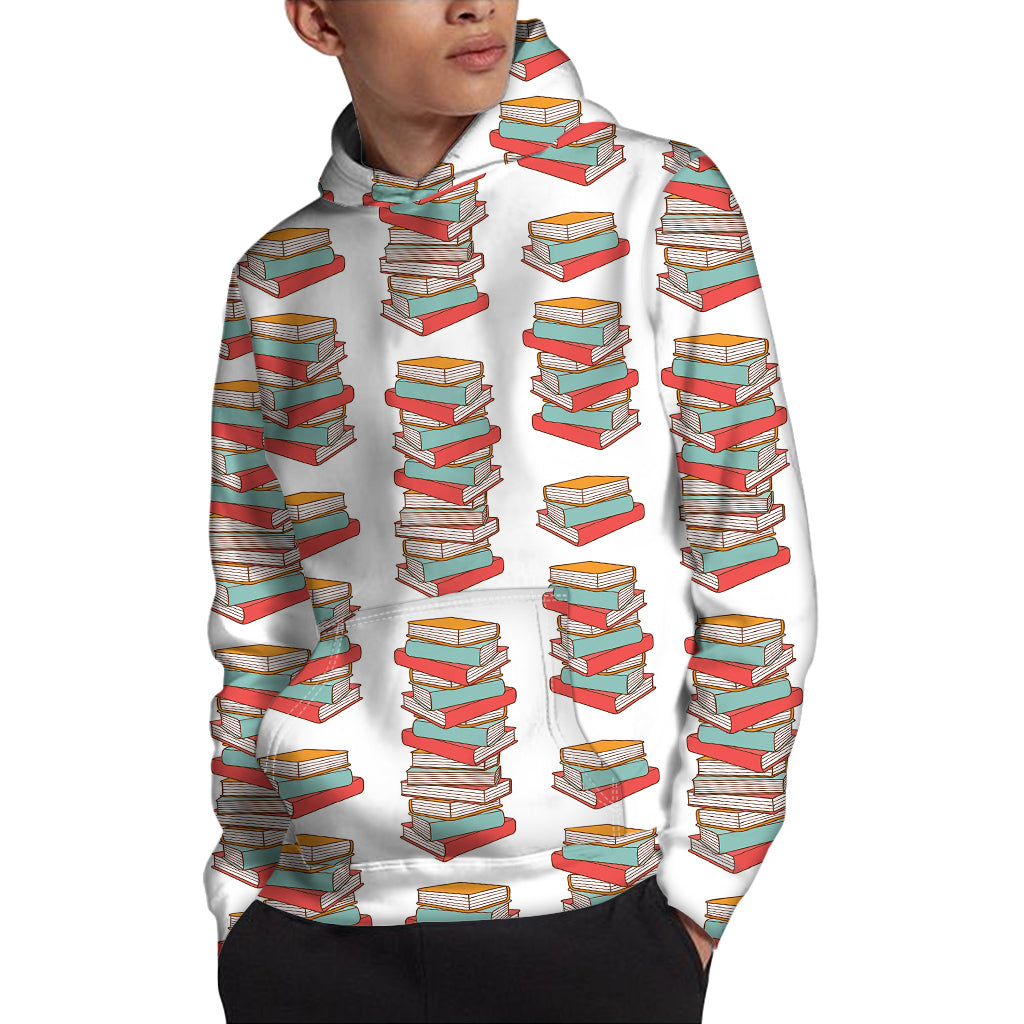 Pile Of Reading Books Pattern Print Pullover Hoodie