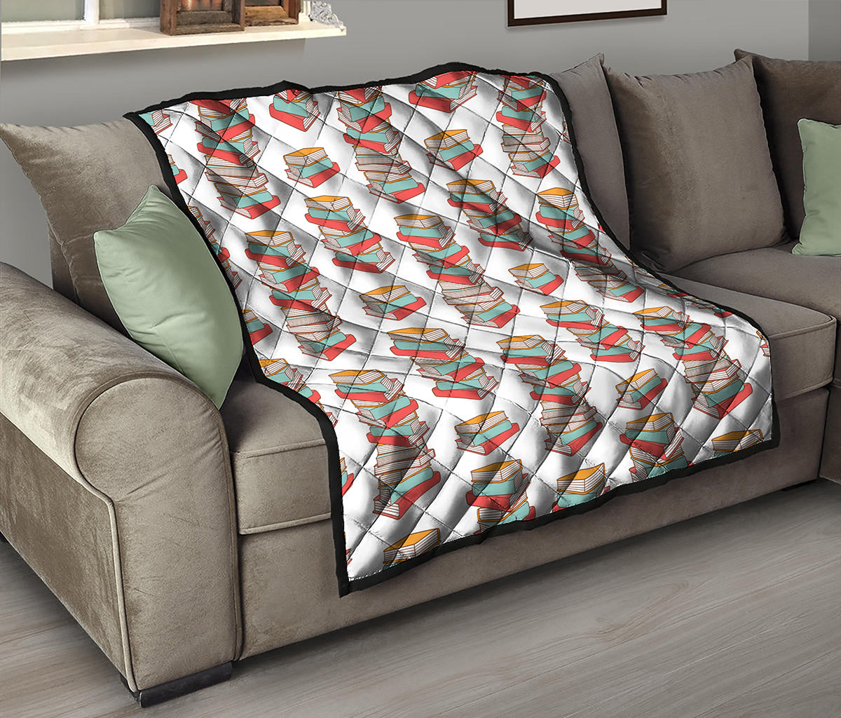 Pile Of Reading Books Pattern Print Quilt