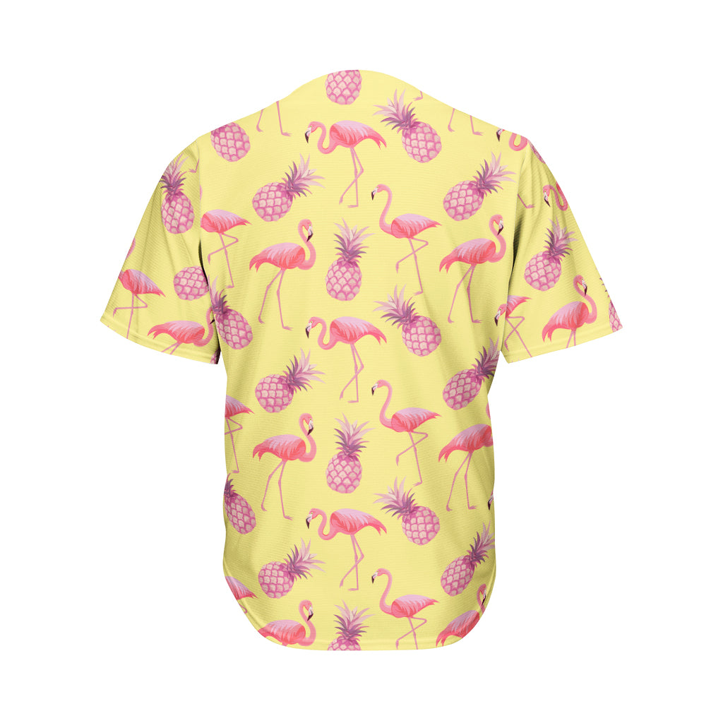 Pineapple And Flamingo Pattern Print Men's Baseball Jersey