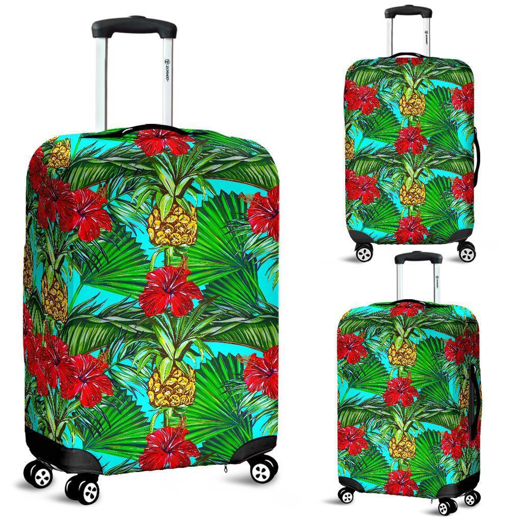 Pineapple Hibiscus Hawaii Pattern Print Luggage Cover GearFrost